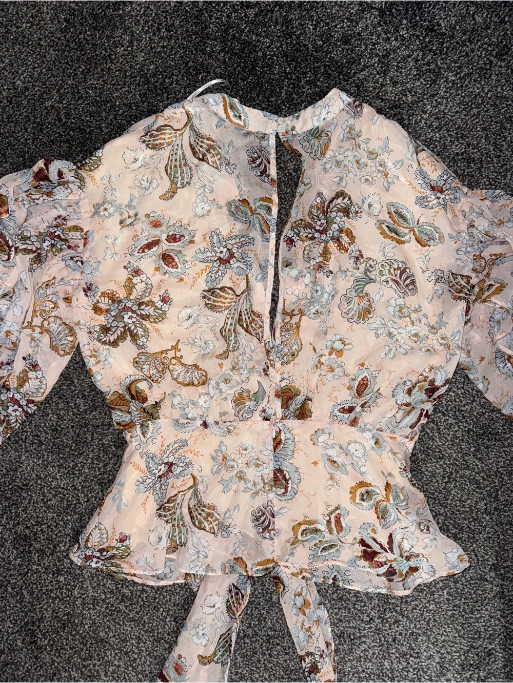Floral Tie-Front Blouse in Cream